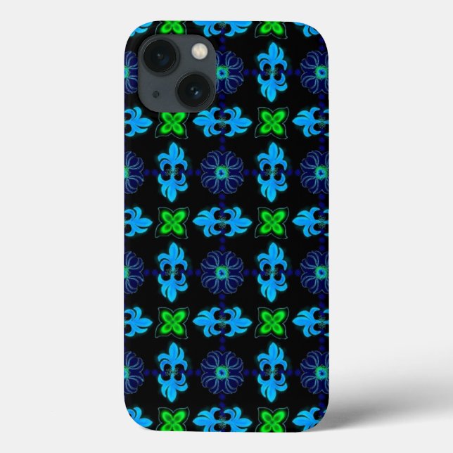 Blume in Artdeco Retro Rosa Gelb Case-Mate iPhone Hülle (Rückseite)