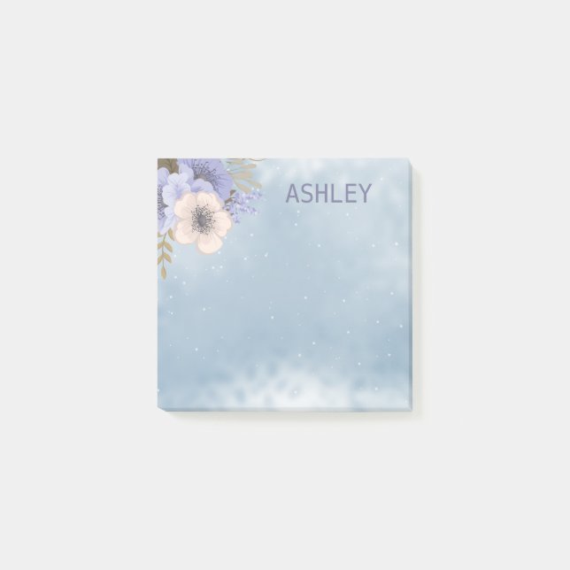 Blume in Beige und Lavendel Post-it Klebezettel (Vorderseite)