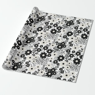 Blume in Beige und Schwarz Geschenkpapier