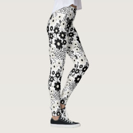 Blume in Beige und Schwarz Leggings