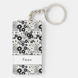 Blume in Beige und Schwarz Schlüsselanhänger