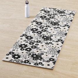 Blume in Beige und Schwarz Yogamatte