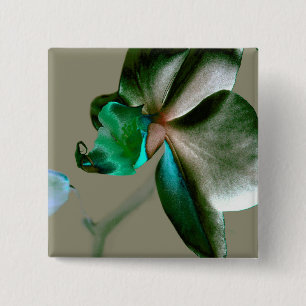 Blume in Blau, Grün und Grau Button