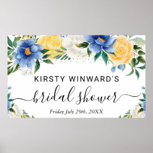 Blume in Blau und Gelb - Boho - Brautparty Willkom Poster