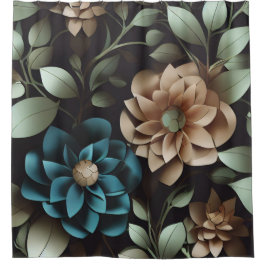 Blume in Blau und Rosa Duschvorhang