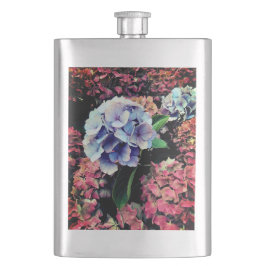 Blume in Blau und Rosa Flachmann