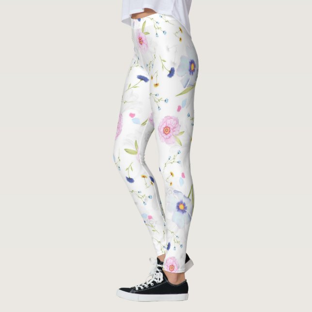 Blume in Blau und Rosa Leggings (Links)