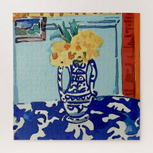 Blume in blauem Vase Puzzle