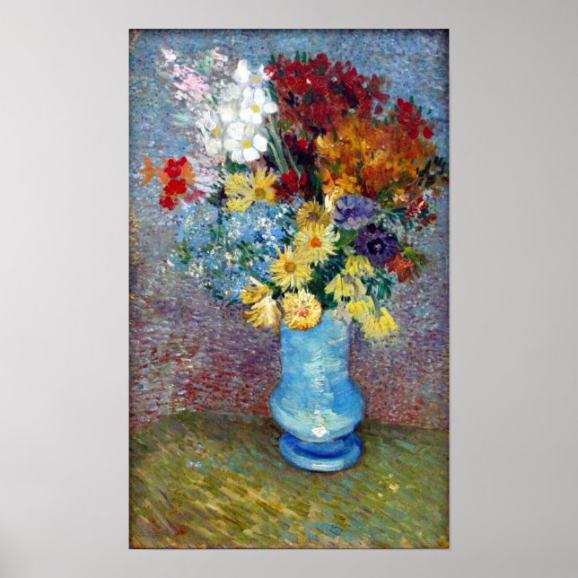 Blume in blauer Vase von Vincent van Gogh Poster (Vorne)