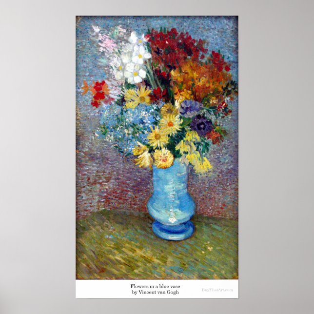 Blume in blauer Vase von Vincent van Gogh Poster (Vorne)