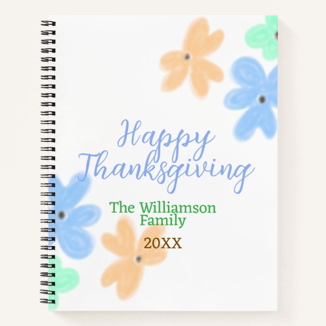 Blume in Blauorange Notizbuch (Vorderseite)