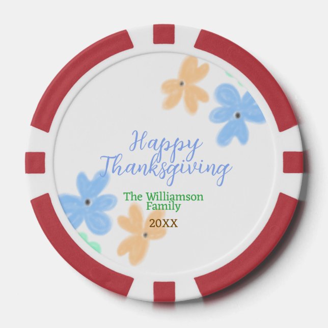 Blume in Blauorange Pokerchips (Vorderseite)