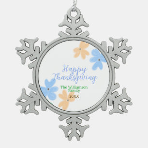 Blume in Blauorange Schneeflocken Zinn-Ornament