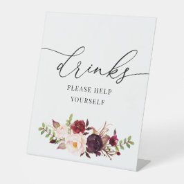 Blume in Bordeaux und Rosa Sockelschild