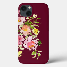 Blume in bordeauxfarbenem Wasser mit Blumenmotiven Case-Mate iPhone Hülle