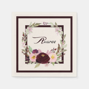 Blume in Burgund und Rosa Serviette