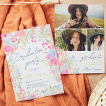 Blume in den Gärten Foto Abschluss Einladung<br><div class="desc">🎓 'Bloom', wo Sie gepflanzt werden und feiern Ihre Errungenschaften mit unserem Garten Romance Floral Einladung. Mit sanften Pastellfarben von Hand bemalt, mit floraler Wasserfarbe, in hellrosa, grau, lavender und einem eleganten Pinselskript. Fügen Sie 3 Fotos hinzu und teilen Sie die Freude mit allen Ihren Lieblings-Menschen. Mit hübschen handgemalten Aquarell-Blume...</div>