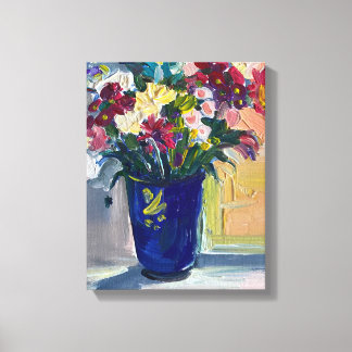 Blume in der blauen Vase Leinwanddruck