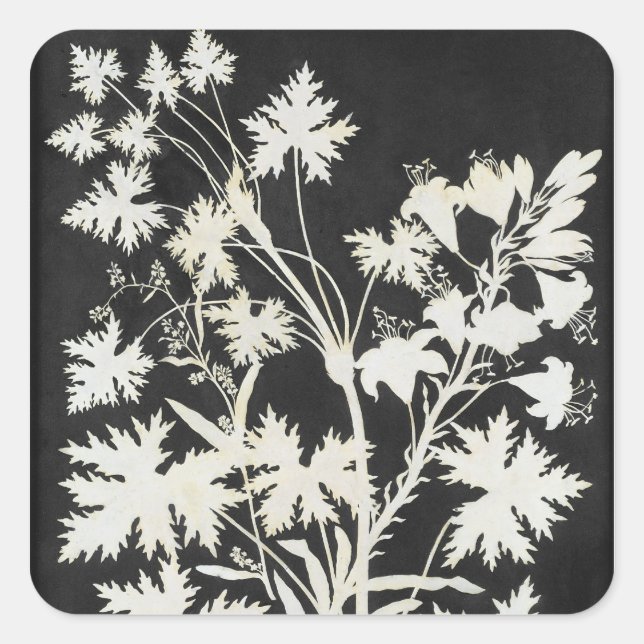 Blume in der Silhouette Quadratischer Aufkleber (Vorderseite)