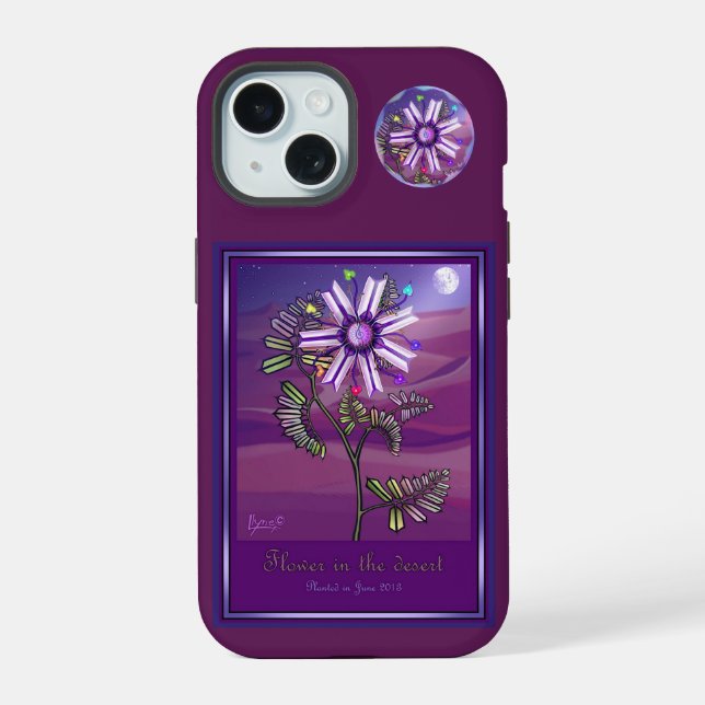 Blume in der Wüste iPhone 15 Hülle (Rückseite)