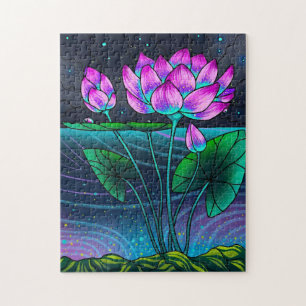 Blume in dunkler Nacht Puzzle