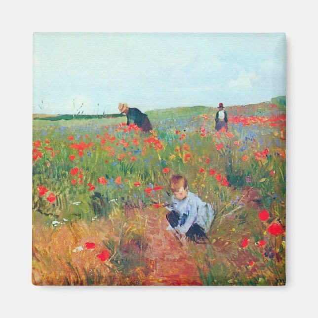Blume in einem Feld auswählen, Mary Cassatt Magnet (Vorne)