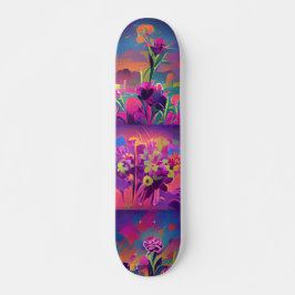Blume in einem Feld bunt abstrakte Digitalkunst Skateboard