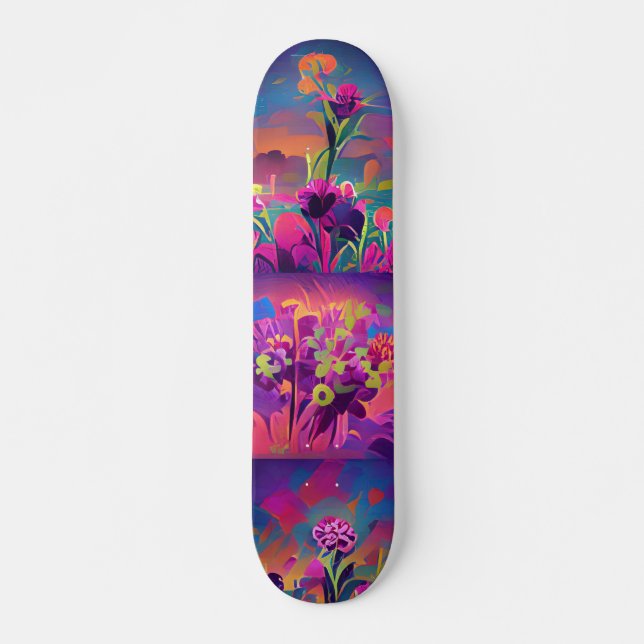 Blume in einem Feld bunt abstrakte Digitalkunst Skateboard (Vorne)