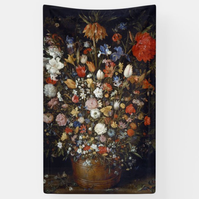 Blume in einem Holzschiff (von Jan Brueghel) Banner (Vertikal)
