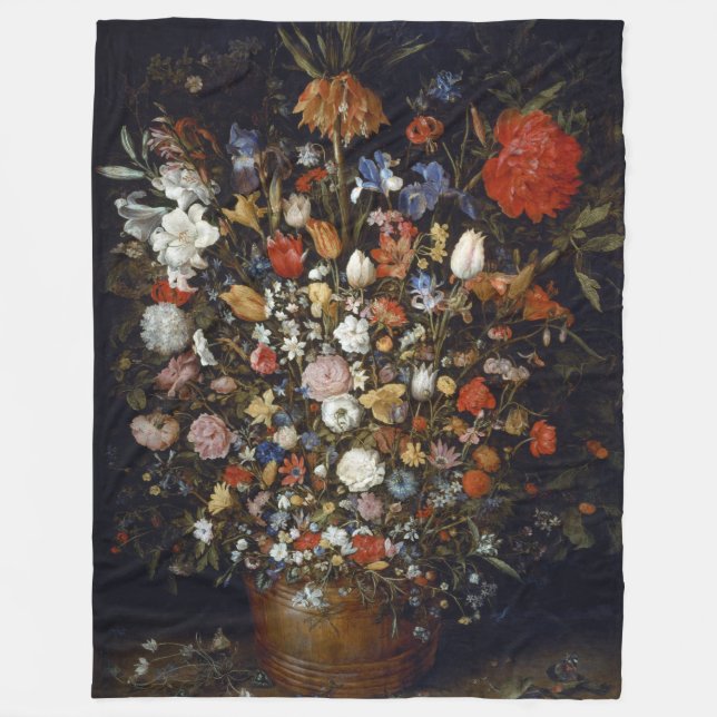 Blume in einem Holzschiff (von Jan Brueghel) Fleecedecke (Vorderseite)
