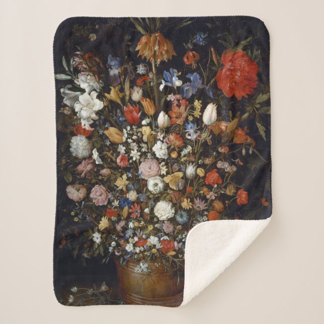 Blume in einem Holzschiff (von Jan Brueghel) Sherpadecke (Vorderseite)