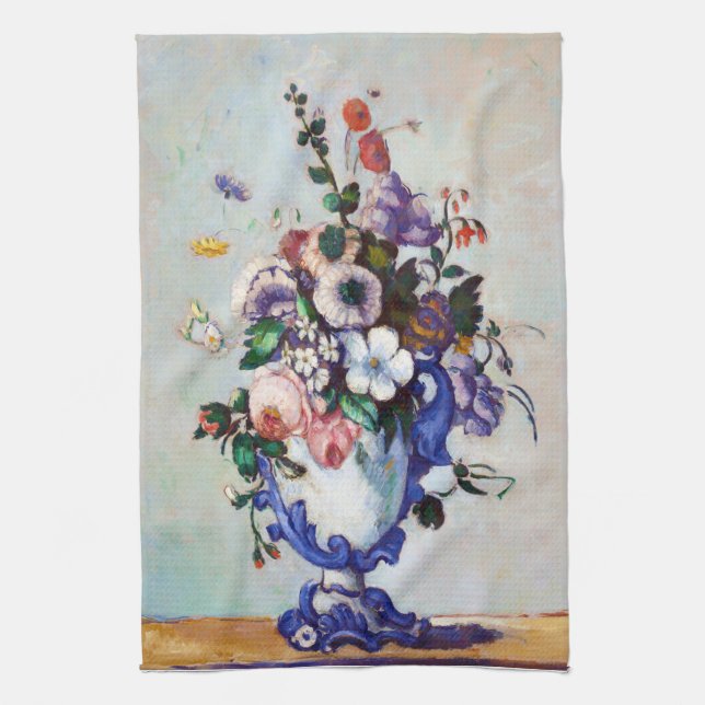 Blume in einem Rokoko Vase, Paul Cezanne Geschirrtuch (Vertikal)