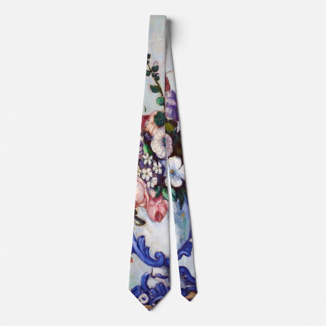 Blume in einem Rokoko Vase, Paul Cezanne Krawatte (Vorderseite)