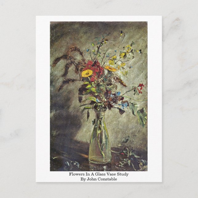 Blume in einer Glas-Vase-Studie von John Constable Postkarte (Vorderseite)