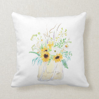 Blume in einer Tasche, Aquarell Kissen