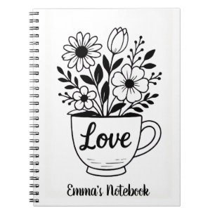 Blume in einer Teetasse Notizblock