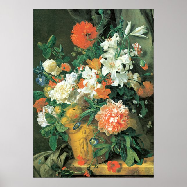 Blume in einer Terra Cotta Vase Poster (Vorne)