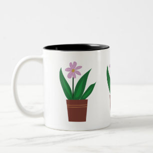 Blume in einer Topf-Tasse Zweifarbige Tasse