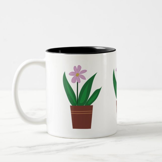 Blume in einer Topf-Tasse Zweifarbige Tasse (Links)