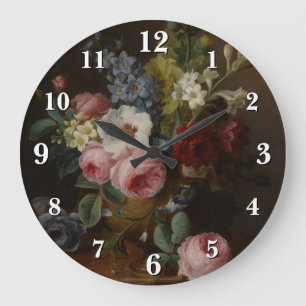 Blume in einer Vase auf einer Marmorkante Große Wanduhr