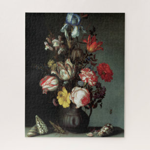 Blume in einer Vase mit Muscheln und Insekten Puzzle