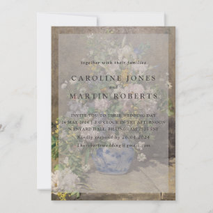 Blume in einer Vase. Vintages Öl auf der Leinwand. Einladung