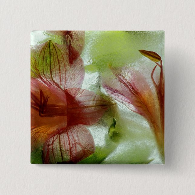 Blume in Eis Button (Vorderseite)