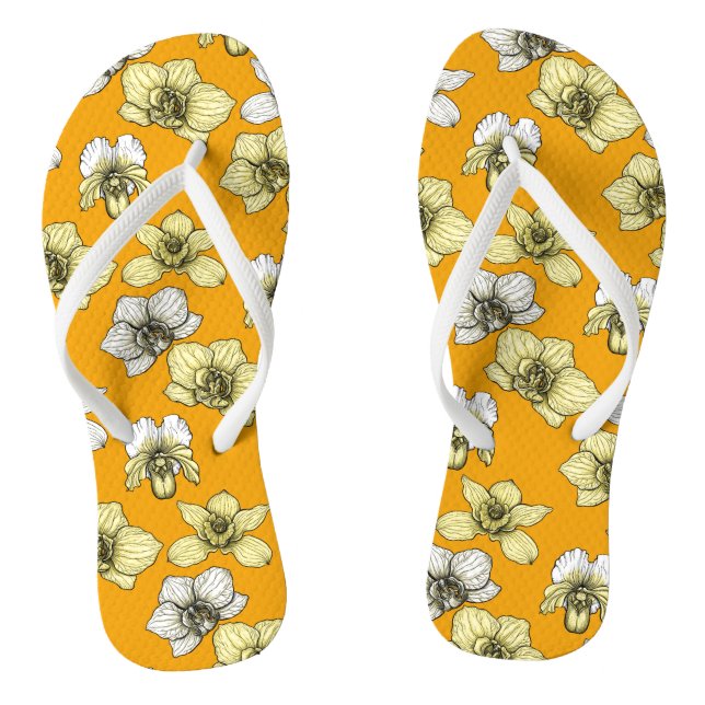 Blume in Gelb und Weiß Flip Flops (Fußbett)