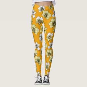 Blume in Gelb und Weiß Leggings