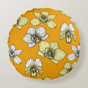 Blume in Gelb und Weiß Rundes Kissen