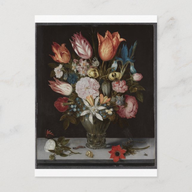 Blume in Glas, Ambrosius Bosschaert, Öl Postkarte (Vorderseite)