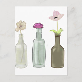Blume in Glasflaschen. Pastellfarben Postkarte