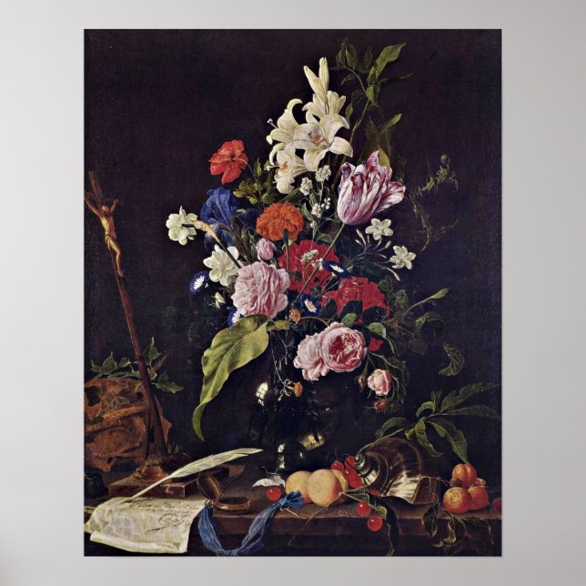 Blume in Glasvase von Jan Davidsz. de Heem Poster (Vorne)