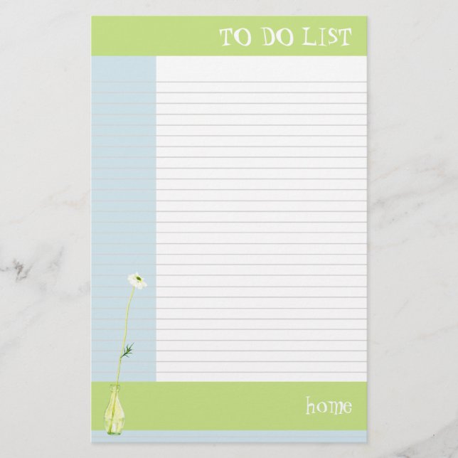 Blume in Green To Do List Briefpapier (Vorderseite)